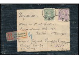 15 Reis und 80 Reis auf komplettem Adressausschnitt einer schweren Einschreiben-Drucksache nach Deutschland, Stempel Setubal 