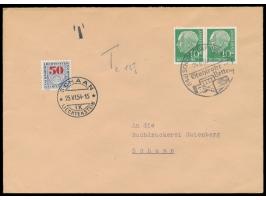 Paar 10 Pf. Heuss auf unterfrankiertem Auslandsbrief nach Liechtenstein, Stempel Schorndorf (Württ.) 24.6.54,  Liechtenstein-