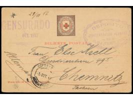 Azoren,  Vordruckkarte des Portugiesischen Roten Kreuz als Kriegsgefangenenkarte nach Deutschland, Ovalstempel  "Deposito de 