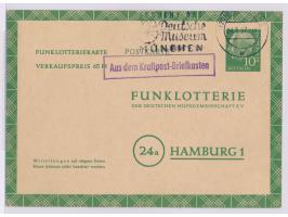 Funklotterie-Postkarte aus Elliehausen mit violettem R1  Aus dem Kraftpost-Briefkasten  und Maschinenstempel  Göttingen 2  24