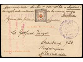 Azoren,  Vordruckkarte des Portugiesischen Roten Kreuz als Kriegsgefangenenkarte nach Deutschland, schwacher Ovalstempel  "De