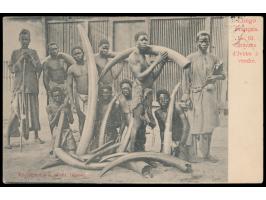 Congo,  25 C. "Provisorio" auf Ansichtskarte "Congo Francais" nach Hamburg, Stempel  Landana  17.3.1904, Ankunftsstempel 8.4.