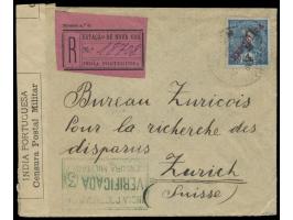 Portugiesisch-Indien,  Einzelfrankatur 4 T. auf Einschreibbrief mit Stempel  Nova Goa  Sep. 16 in die Schweiz, R-Zettel Nova 