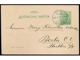 Serbische Besetzung von Durazzo / Durres, &nbsp;Serbien-Ganzsache 5 Pa. mit sehr seltenem Militärpost-Stempel &nbsp;&nbsp;Dra