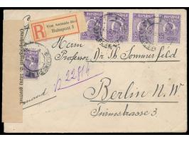5 x 30 Bani auf  Einschreibbrief  mit Stempel  Bucuresti  8.12.20 nach Berlin, handschriftlicher R-Vermerk,  R-Zettel "Vom Au