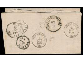 Ausgabe 1866: 1 Kop., 3 Kop. (senkrecht gestreiftes Papier) und 10 Kop. mit Stempel  Berdiansk  4.4.1873 auf Faltbrief nach Ö