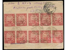 RSFSR,  10 x 1000 Rub. rückseitig auf Einschreibbrief mit Stempel  Minsk  25.2.22 und handschriftlichem R-Vermerk nach Deutsc