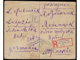 RSFSR,  10 x 1000 Rub. rückseitig auf Einschreibbrief mit Stempel  Minsk  25.2.22 und handschriftlichem R-Vermerk nach Deutsc