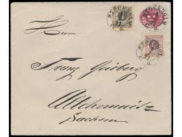 Ganzsachenumschlag Tio Öre mit Zusatzfrankatur  Ringtyp 4 Öre und 6 Öre  nach Deutschland, Stempel Stockholm 5.7.91, rückseit