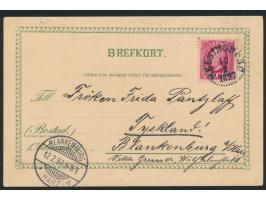 10 Öre auf Ansichtskarte  Helsing fran Helsingborg,  Stempel Helsingborg 10.2.97, Ankunftstempel Blankenburg 12.2.97, dekorat