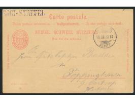 Ganzsache 10 Ct. rot mit  Zudruck Vitznau-Rigi-Bahn,  Stempel Luzern - Flüelen Schiff19.8.92, Ausgabestempel  Rigi-Staffel,  