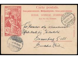 Sonder- Ganzsache UPU 10 Ct, Stempel Luzern 24.8.00, Ankunftstempel Sonneberg in Deutschland 25.8.00, langer Text "Luzern VII