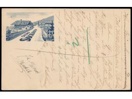 Sonderganzsache 10 Rp. UPU  mit rückseitig blauem  Bildzudruck "Cacao Suchard" - Schweizer Chalets  (Ganzsachen-Handbuch Nr. 