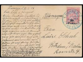 20 Para auf 10 Q. auf Ansichtskarte &quot;Durazzo - Panorama dalla Fortezza Veneziana&quot;, blauer Stempel &nbsp;Durres &nbs