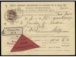 Einzelfrankatur Stehende Helvetia 30 Ct., Zumstein Nr. 68 E, auf  Nachnahme-Einschreibkarte  Fribourg Ville14.1.04, nach Nanc