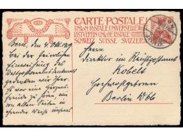 Einweihung des Weltpostdenkmals in Bern:  Ganzsache 10 Rp. auf  Büttenpapier  (Auflage 2000 Stück), Stempel  Bern  5.10.09, 2