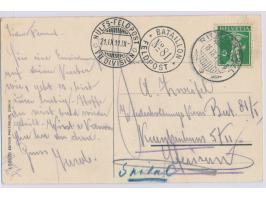 5 Rp. auf Ansichtskarte mit Stempel  Richterswil  19.9.11. an einen Reservisten im "Wiederholungskurs Bat. 81/I", Zweikreisst