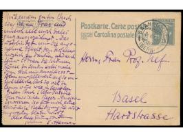 Ganzsache 7 1/2 Rp. Tellknabe mit rückseitig mehrfarbiger &nbsp;Tuschezeichnung, &nbsp;betitelt &quot;Turbachthal E.H. 1920&q