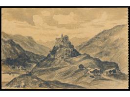 Ganzsache 10 Rp Tell mit Zusatzfrankatur 5 Rp Tellknabe und 10 Rp Tell, Stempel Tarasp &nbsp;7.2.22, geschrieben &nbsp;Schlos