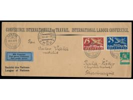 langformatiger Vordruckumschlag (22,5 x 9,5 cm) &quot;Conference International du Travail ... Société des Nations ...&quot; a