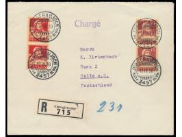 2 x 15 Rp. und 2 x 20 Rp. Tell auf Einschreibbrief, Stempel  Jungfrauloch / Höhe 3457 m. ü / M  12.9.30 und  R-Zettel "Eigerg