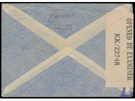 Luftpostbrief mit Stempel Biel (Bienne) 3 4.5.45 via London  nach Palästina,  Frankatur 30 Rp. und 1 Fr., Leitstempel über Ge