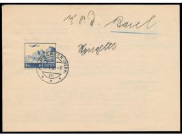 Einzelfrankatur 5 F. Luftpost auf Formular der Schweizer Postverwaltung, als &nbsp;Nachforschungsgebühr für ein beschädigtes 