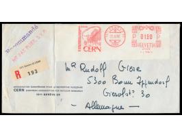 Hasler-Absenderfreistempel &nbsp;CERN, &nbsp;Geneve CERN 23 22.2.66, Wertrahmen 0120 Rp, auf langformatigem Umschlag als &nbs
