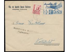 Firmenbrief mit 30 C. Isabella und Zwangszuschlagsmarke 10 C. mit undeutlichem Stempel Ataquines nach Valladolid, sehr selten