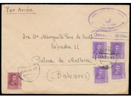 Brief mit rückseitigem Absendereindruck  "Regimento de Mallorca / Grupo Expedicionario Montana" , vorderseitig Dienstsiegel  