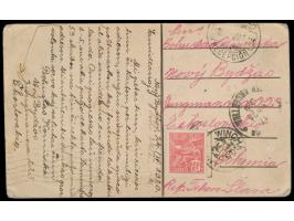 "Reise um die Welt"  1920: Postkarte ausgehend von der Tschechoslowakei (Marke beschädigt) über Canada, Argentinien, Cuba, Ch