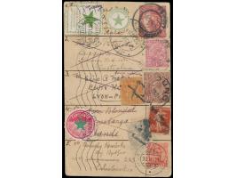 "Reise um die Welt"  1920 - 1921: Postkarte ausgehend von der Tschechoslowakei über Indien, Australien, Frankreich und Island