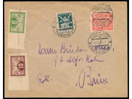 zweisprachiger Sonderstempel  Karlsbad XII. Zionisten-Kongress  13.9.21 (tschechisch / hebräisch), drei Abschläge auf Brief m