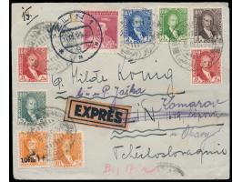 Tschechoslowakei 1 K. &nbsp;mit Stempel Zlin 1 14.12.32 als Express-Nachsendefrankatur auf Luftpostbrief &nbsp;aus dem &nbsp;