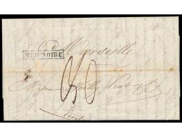 Krimkrieg 1854 - 1856,  taxierter Faltbrief aus  Kamiesch / Krim  vom 3.11.1855 nach Marseille, schwarzer R1  Mer Noire,  Dur