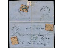 Duloz 1 Ghr braun (Portomarke) mit blauem Sehir-Aufdruck und Ovalstempel Baghtche Capussi 3.8.74 rückseitig auf Faltbrief, vo