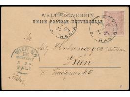 Stempel &nbsp;Hania &nbsp;28.1.98 auf mit 20 Para-Marke frankierter Ansichtskarte &quot;La Canée, Crète&quot; mit Karikatur-Z