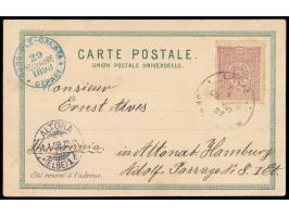 mehrfarbige Litho-Ansichtskarte  "Souvenir de Bethlehem",  Frankatur Türkei 20 Pa. (kleiner Eckfehler, Stempel  Jerusalem  22