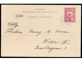 Palästina,  20 Pa. mit arabischem Siegelstempel von  Jaffa  auf Ansichtskarte Nazareth nach Wien
