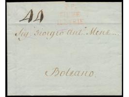 französische Besetzung  (Königreich Italien),   roter L3  P.P. / Fiume / Illyrie  auf Faltbrief mit komplettem Inhalt vom 21.