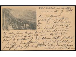 Ganzsache  2 Kr. mit rückseitigem Bildzudruck  Hotel Kohlbach "zur Rosahütte" in der Tatra ...,  Stempel Uj-Tatra Füred 16.7.