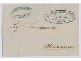 Ovalstempel  Agenzia della Posta Europea Cairo / 8. Gen. (1852)  auf Faltbriefhülle nach Alexandria
Stichwort: Italien
