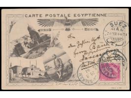 5 M. auf Dreibild-Ansichtskarte mit adresseitiger Abbildung, Stempel Alexandrie 25.6.94,  nach Deutsch-Ostafrika,  Durchgangs