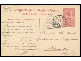 Belgisch-Congo,  Bildganzsache 10 C. (Bild 10 - Pont de la Lukula ...), geschrieben in Bubele 6.5.1919, Stempel  Aba  17.5.19