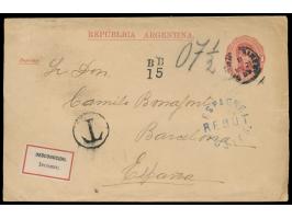 Ganzsachen-Streifband 1 C. mit Stempel Buenos Aires 21.5.89 nach Spanien, T.-Stempel, Ankunftstempel Barcelona 15.6.89, rücks