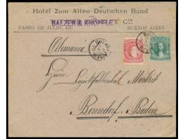 3 C. und 5 C. auf  Anzeigenumschlag  mit rückseitig 17 verschiedenen Firmen und vorderseitigem Absenderzudruck "Hotel Zum Alt