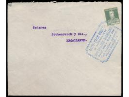 Autopost Rio Gallegos - Magallanes:  10 C. San Martin auf Brief der "Banco Anglo-Sud Americano" in Rio Gallegos, entwertet mi