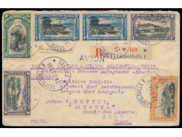 Belgisch-Kongo,  Luftpost-Einschreibbrief mit Stempel Leopoldville 20.3.30 nach Frankreich, beidseitige frankiert mit insgesa