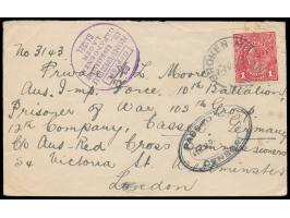 1 d. auf Brief mit Stempel &nbsp;Broken Hill NSW &nbsp;17.7.17 an einen Australier in deutscher Kriegsgefangenschaft über &qu