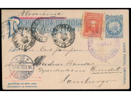 Ganzsache 2 C. mit Zusatzfrankatur 5 C. Campero (fleckig), violetter Stempel &nbsp;Puerto Suarez &nbsp;5.6.05, brasilianische